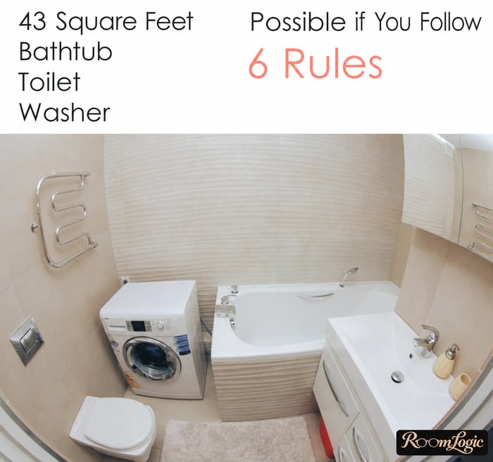 Small bathroom with a washer and toilet