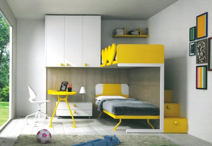 a child's schoolroom and bedroom in one room