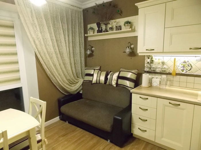 a classic style sofa in the kitchen