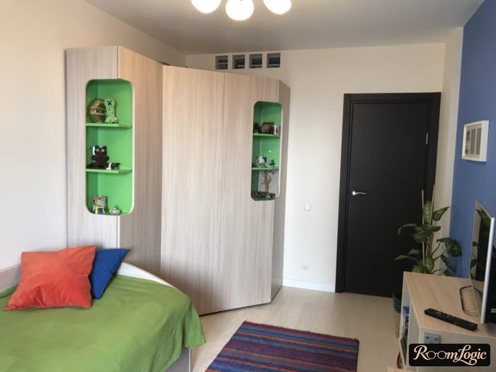 a combination of blue and green in a teenager's room