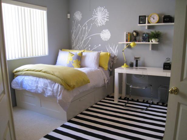 a gray-yellow teenager's room