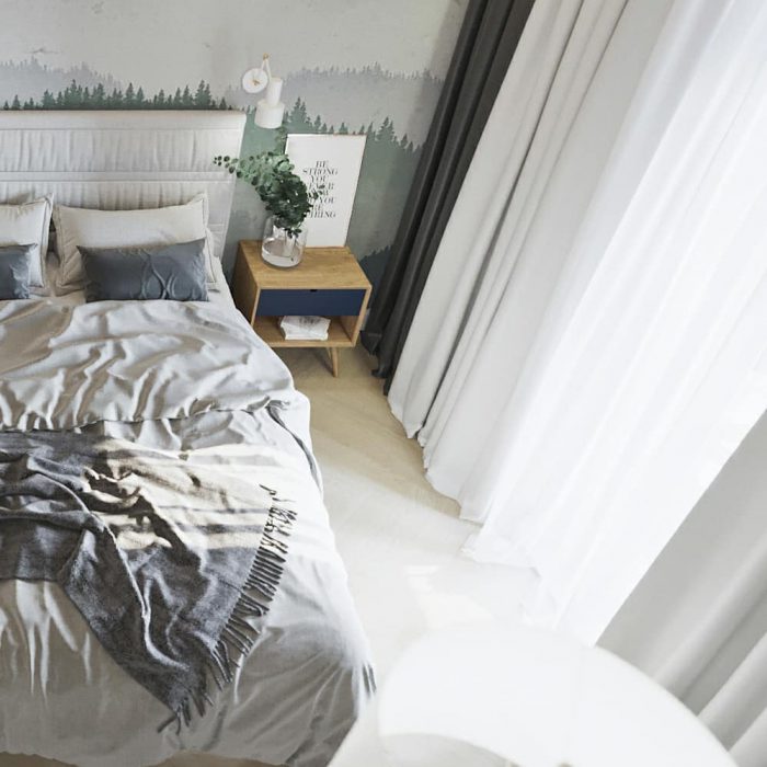 a light toned Scandinavian styled bedroom