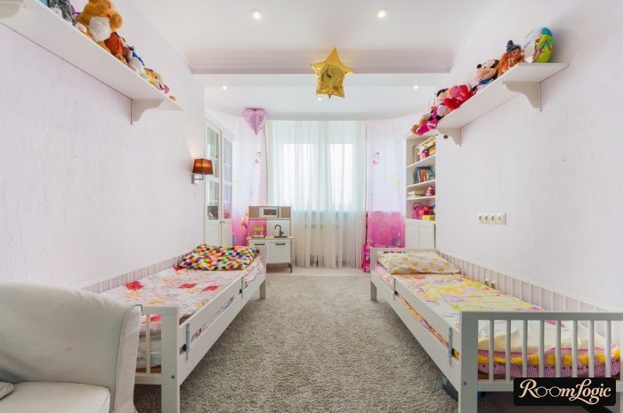 a minimalist bedroom for two girls