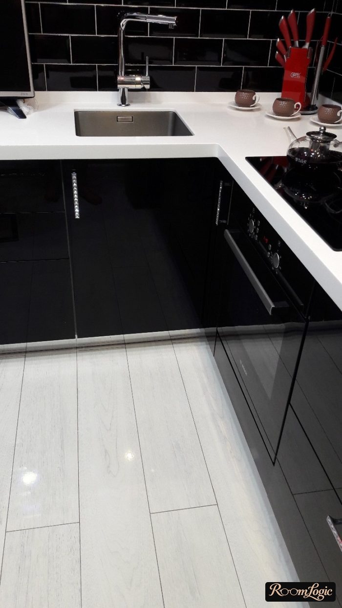 Acrylic corner countertop in the kitchen