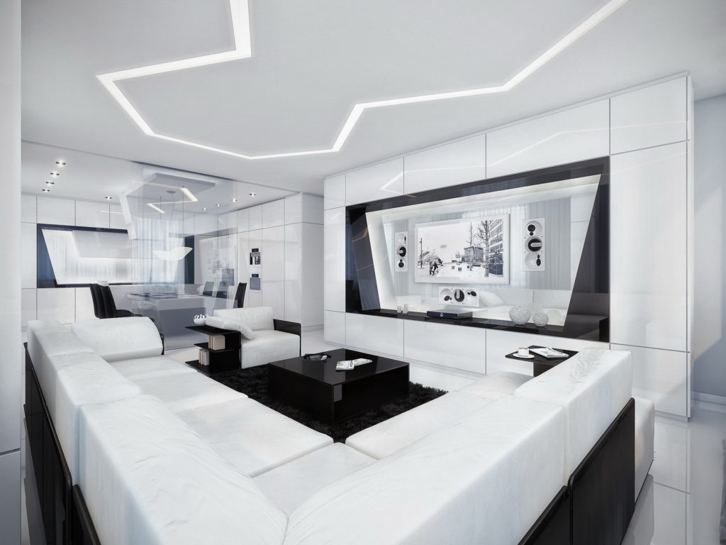 living room in high-tech style