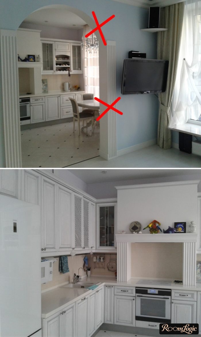 An arch in the kitchen-living room is not a good idea