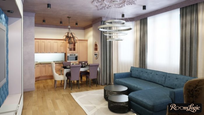 art-deco kitchen-dining room-living room design