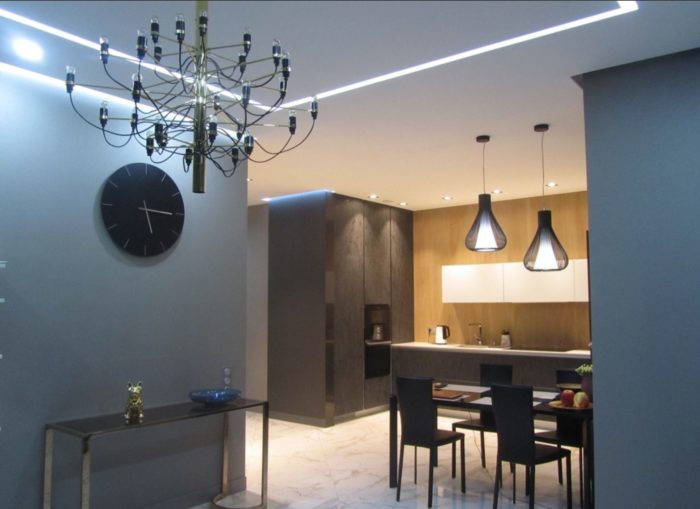 art-deco kitchen-living room