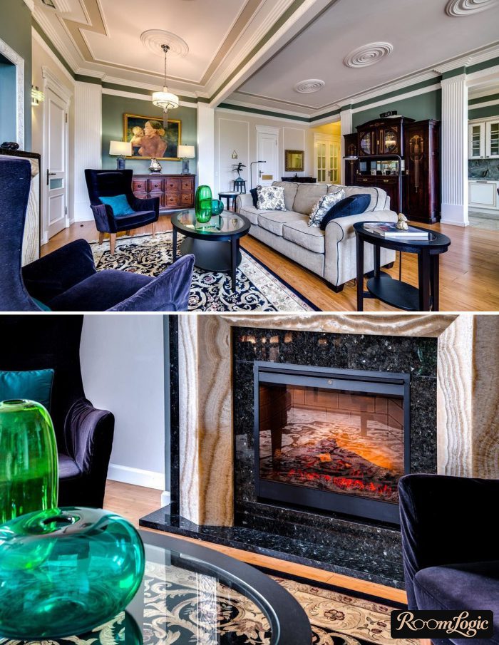 art deco living room with light colors