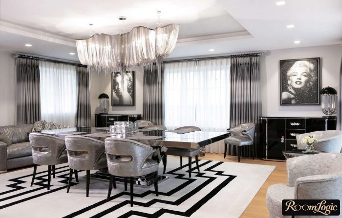 art deco style curtains in the interior