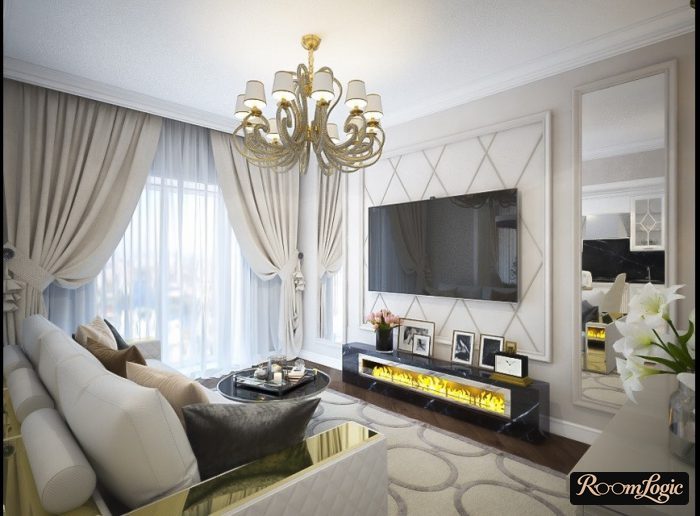 art deco style living room interior