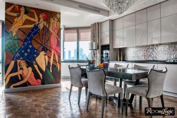 art deco style mural
