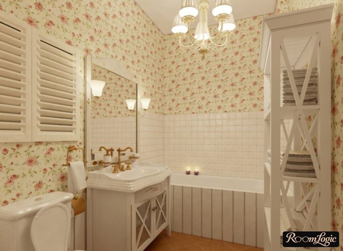 bathroom in a shabby chic apartment style