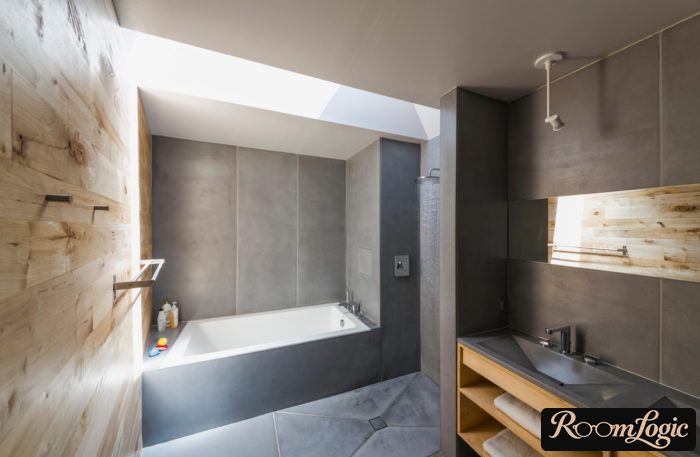 bathroom in high-tech loft style