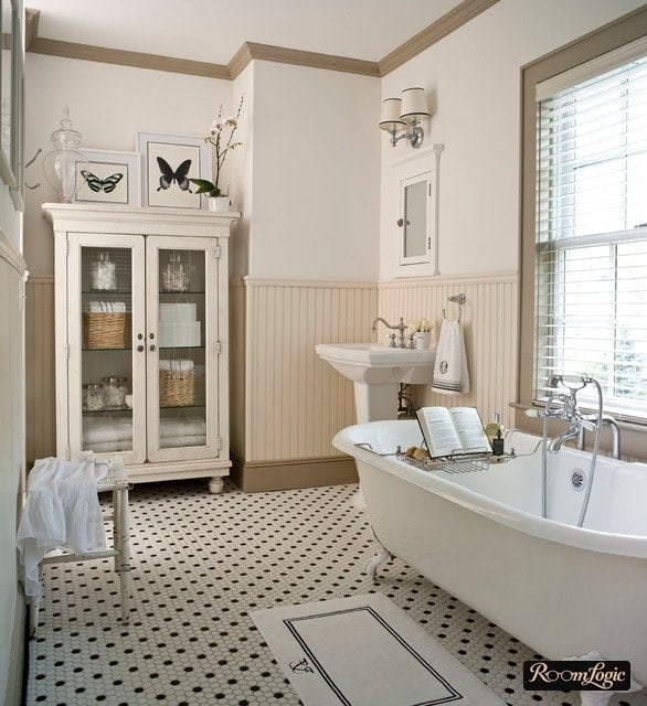 bathroom in provence style in brown tones