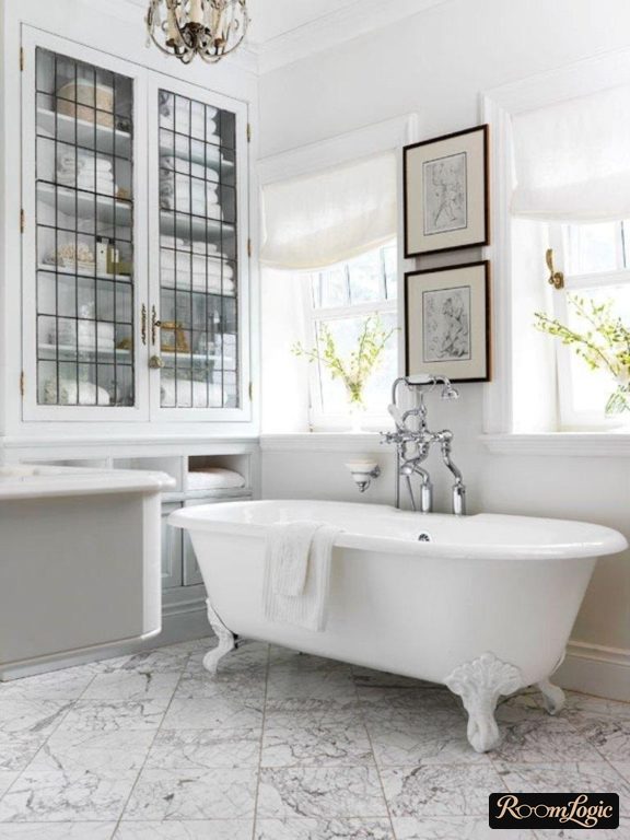 bathroom in provence style with a window
