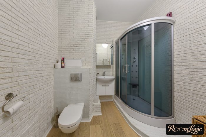 bathroom interior with shower enclosure