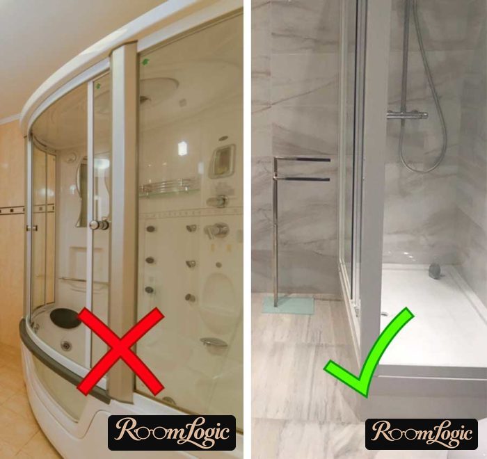 bathroom with shower without enclosure