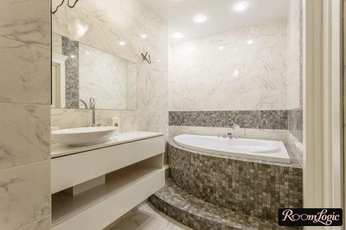 bathroom zoning with tile design