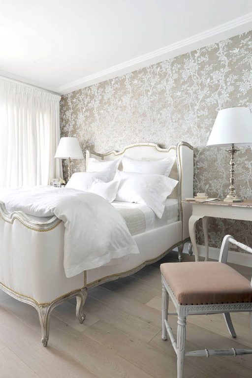 beautiful classical wallpaper in the bedroom