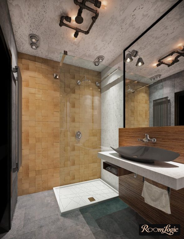 beautiful loft style bathroom in an apartment