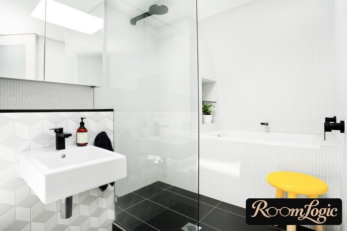 beautiful stylish bathroom in scandi style
