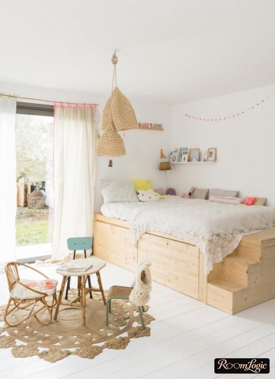 bed for boys' room with drawers for clothes