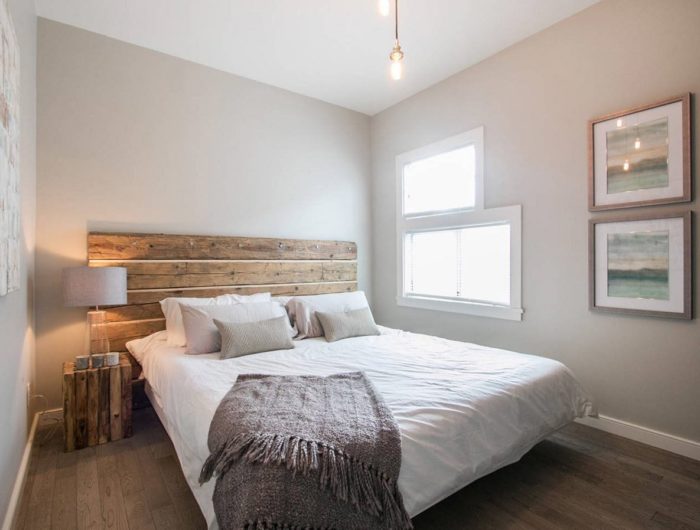 bed from solid wood in small bedroom design