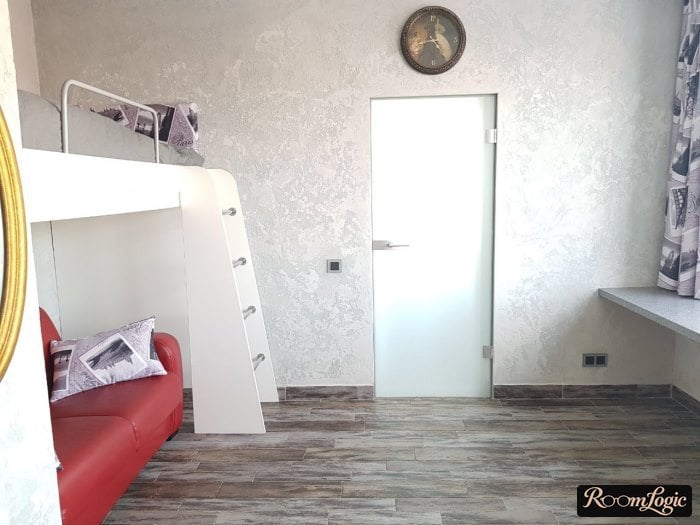 bed loft with sofa on first level
