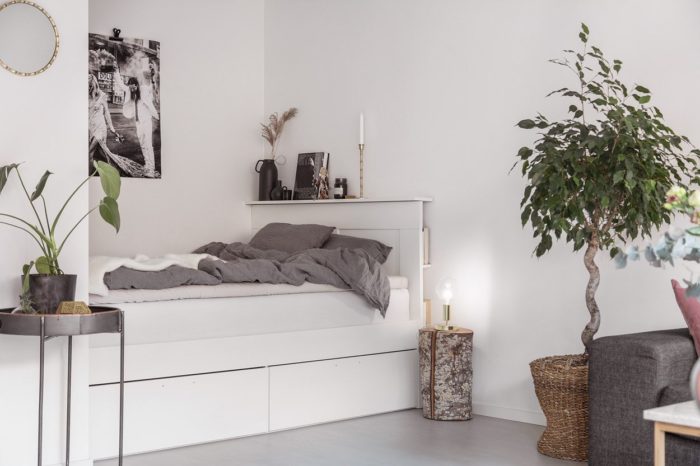 Bed on pull-out drawers