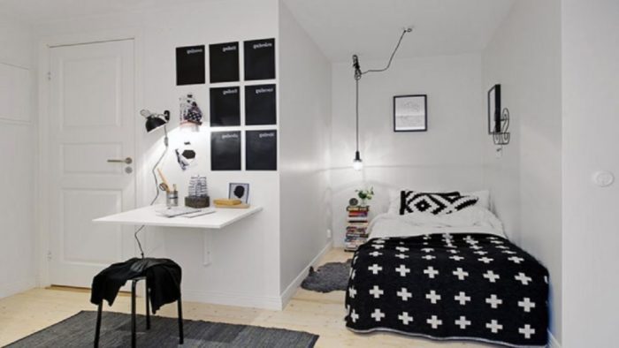 bed pressed against the wall