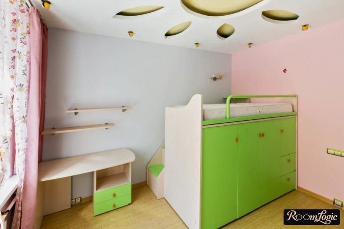 bed-storage unit in kids' room 2 1
