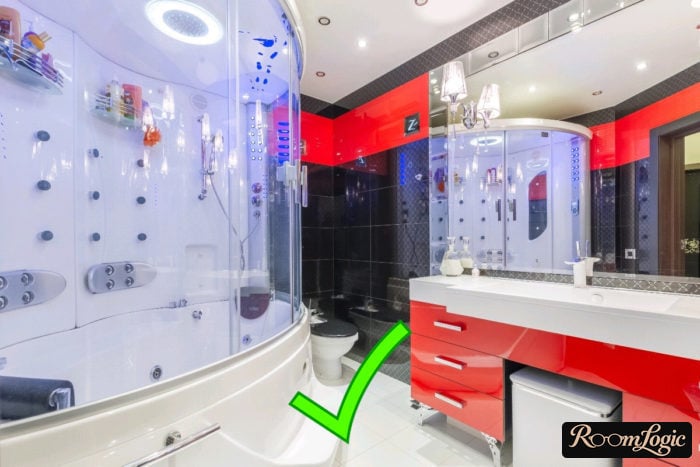 black and red tile for the bathroom