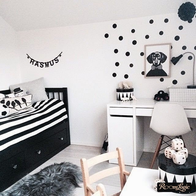 black and white boy's room