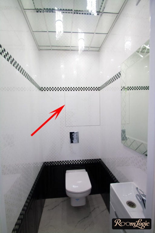 black and white glossy tile in the toilet 20 square feet idea for home design