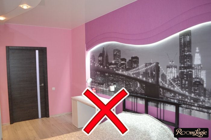 black and white photo wallpaper and pink in a teenage girl's room