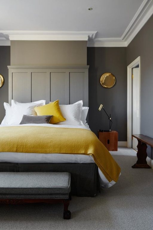 black and yellow bedroom in modern classic style