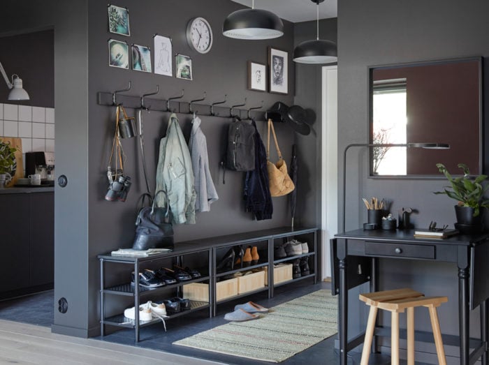 black entryway walls