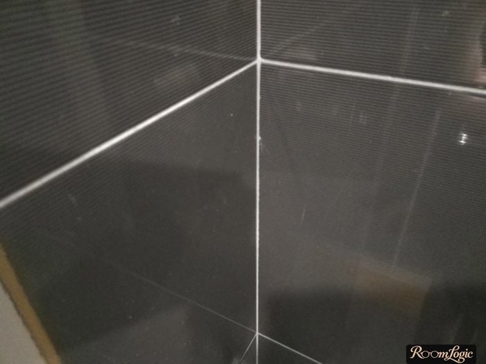 black glossy tile grout