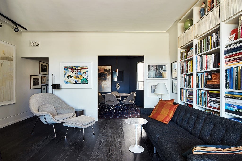black laminate on the floor in an art deco living room