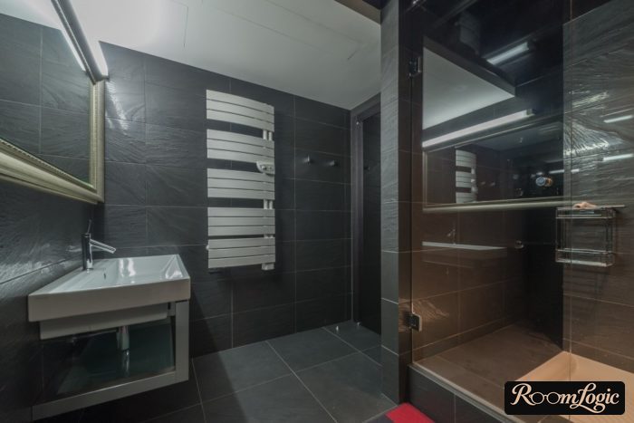 black stone-effect tile in loft style