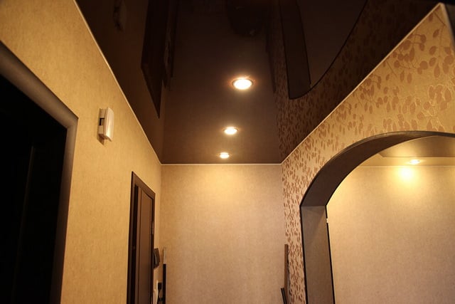 black stretch ceiling in entryway