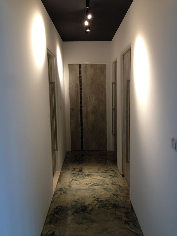black stretch ceiling in hallway