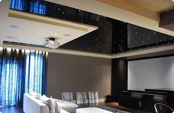 black stretch ceiling with sky lighting