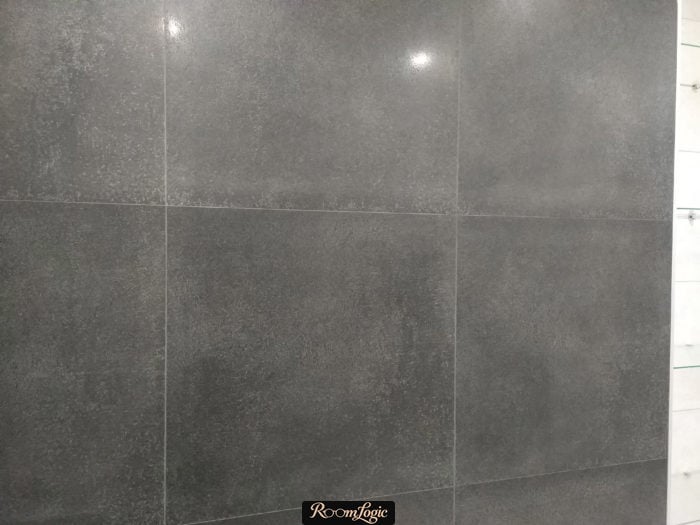 black tile grout on the wall