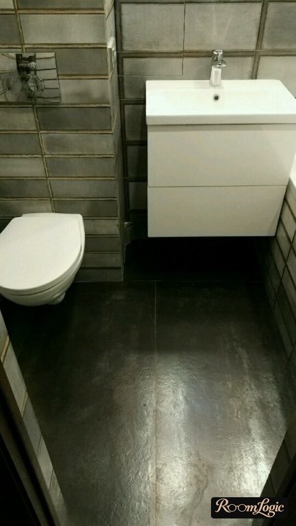 black tile in the bathroom