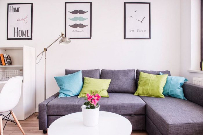 blue and green pillows