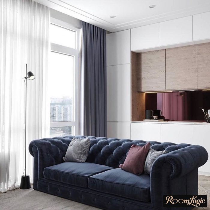 blue and purple combination in the interior