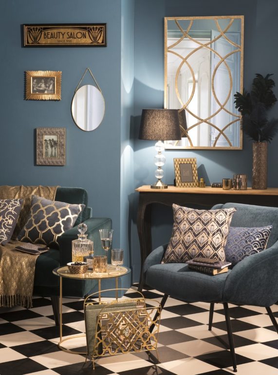blue art deco interior