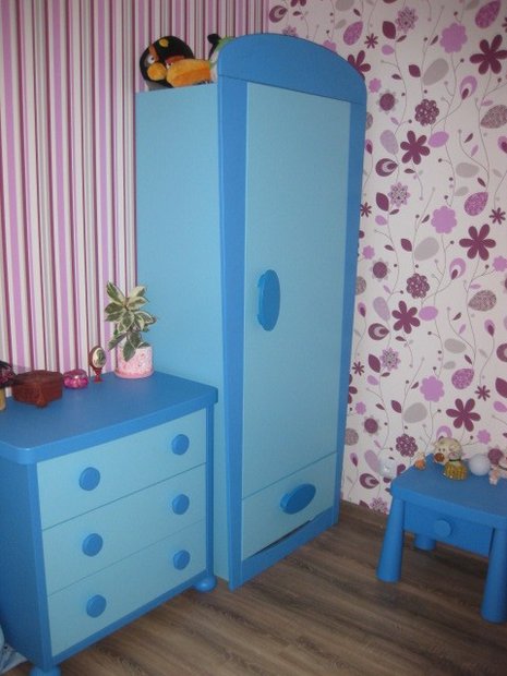 blue furniture in kids' room
